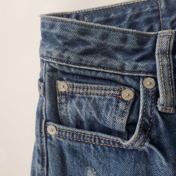 LOVERS + FRIENDS LOGAN Women's High Rise Cropped Jeans Frayed Cut Off Distressed - Picture 8 of 13